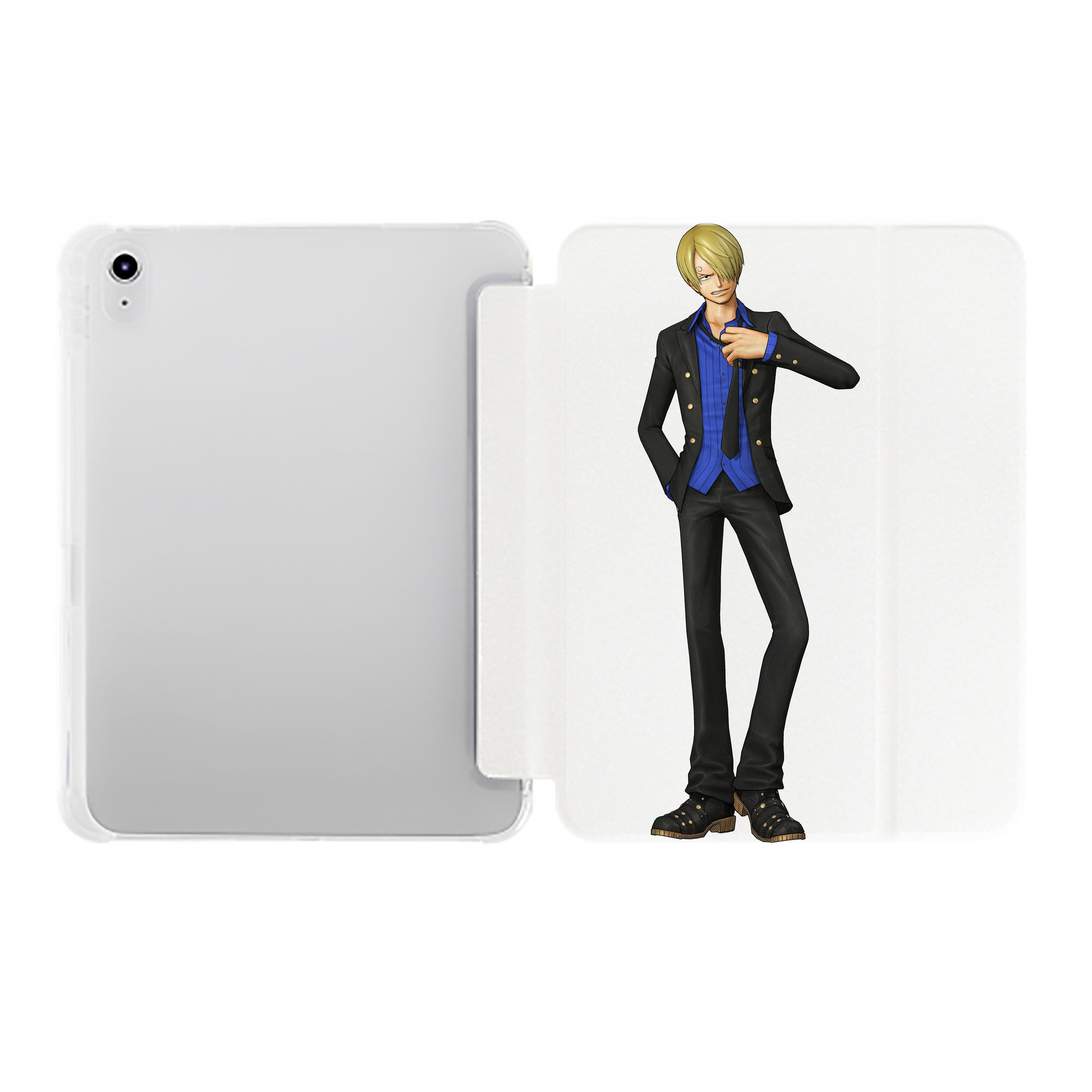 （画像用） ワンピース サンジ ONE PIECE Sanji IPad ケース ペン収納付き 三つ折りスタンド PUレザー×シリコン 対応機種9.5/10.5/10.9インチ